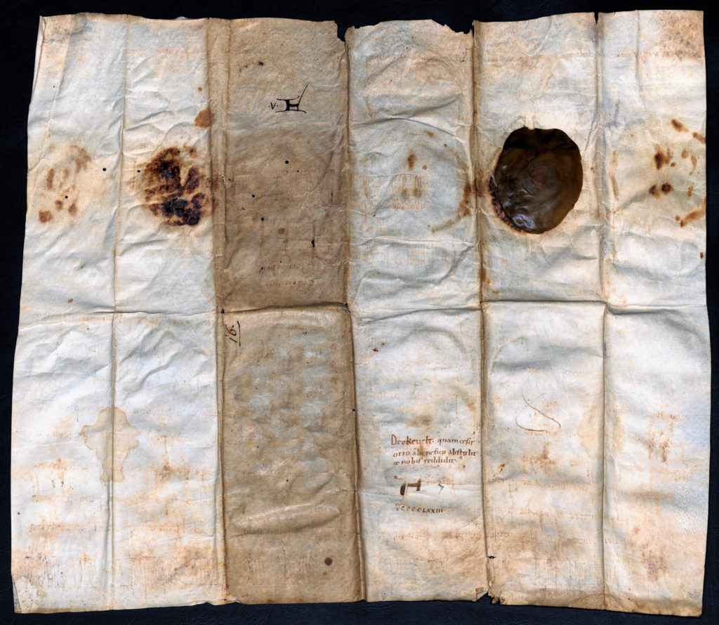 Schenkungsurkunde 973 - Rückseite